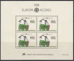 PORTUGAL AZOREN Block 9, Postfrisch **, EUROPA CEPT 1988, Transport- Und Kommunikationsmittel - 1988