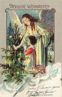 N°25083 - Noël - Fröhliche Weihnachten - Ange Gardien Près D'une Fillette Priant Près D'un Sapin - Otros & Sin Clasificación
