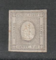 REGNO:  1861  PER  STAMPATI  -  1 C. GRIGIO  NERO  S.G. -  SASS. 19 - Oficiales