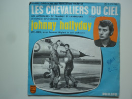 Johnny Hallyday 45Tours SP Vinyle Les Chevaliers Du Ciel Bleu Disque Label Vert Papier - Otros - Canción Francesa
