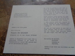 Doodsprentje/Bidprentje   Rosalie DE BACKER   Buggenhout 1912-1987 Dendermonde  (Echtg Eduard HEYMANS) - Godsdienst & Esoterisme