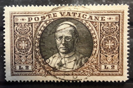 VATICAN 1933 , Pape Papa Pie XI Pope, Yvert No 55 , 2 Lire Sépia Et Noir  , Obl TTB - Usati