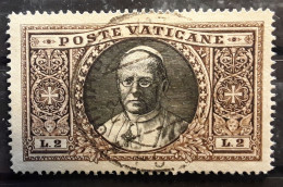 VATICAN 1933 , Pape Papa Pie XI Pope, Yvert No 55 , 2 Lire Sépia Et Noir  , Obl TTB - Gebraucht