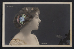 Glitzer-Perl-AK Seitliches Portrait Eine Frau Mit Glitzer-Perlen Im Haar Und Einer Blume Aus Stoff  - Sonstige & Ohne Zuordnung