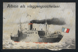Mechanische-AK Kriegsschiff Mit Kann Unter Verschiedenen Flaggen Segeln, Drehmechanik  - Mechanical