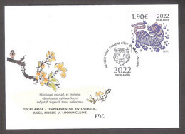 Chinese New Year – Year Of The Tiger 2022 Estonia  Stamp FDC Mi 1034 - Estonie