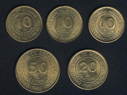 Peru, Lot 10 Centimos 1985+1986+1987, 20 Centimos 1986, 50 Centimos 1988, UNC - Peru