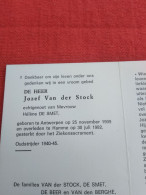 Doodsprentje Jozef Van Der Stock / Antwerpen 25/11/1909 Hamme 30/7/1982 ( Hélène De Smet ) - Religione & Esoterismo
