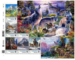 Ukraine 2024, Fauna, Wolves, Art, Sheetlet Of 6v - Oekraïne
