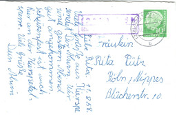 LÖH über SCHALKSMÜHLE = Kierspe 1958 LANDPOSTSTEMPEL Blau 10Pf-HeußI Auf Ansichtskarte VERSETALSPERRE > K- Nippes - Covers & Documents