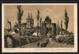 AK Xanten, Historische Ansicht Mit Klever Tor, Dom Und Mühle Um 1840  - Xanten