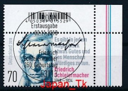 GERMANY Mi.Nr. 3419 250. Geburtstag Von Friedrich Schleiermacher - ESST Bonn - Eckrand Oben Rechts - Used - Usados