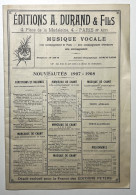 Editions A. Durand & Fils - Musique Vocale - Nouveautés 1907 - 1908 - Andere & Zonder Classificatie