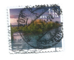 (SWITZERLAND) 2022, SWISS RIVER LANDSCAPE, AARE RIVER  - Used Stamp - Usados