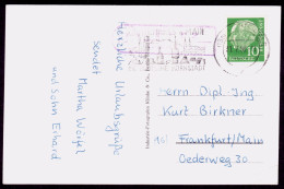 BANZ über SCHLOSS BANZ 1958 LANDPOSTSTEMPEL Blau 10Pf-Heuß I A. Vorkriegs-AK Schloß Banz  > Frankfurt - Briefe U. Dokumente