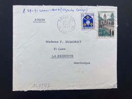 LETTRE Par Avion Pour La MARTINIQUE (REDOUTE) TP LE QUESNOY 15F +SAINTONGE 5F OBL.MEC.25-9 1957 PARIS VII - 1921-1960: Periodo Moderno