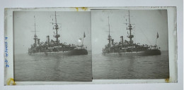 Collection De 9 Photographies Stéréo Sur Verre De Navires à Vapeur Et De Navires De Guerre. France C. 1900 8,5 X 17,5 Cm - Boten