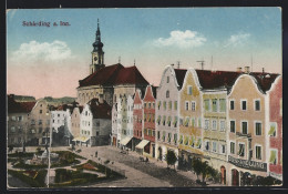 AK Schärding A. Inn, Eisenhandlung Anton Huber Am Stadtplatz, Blick Zur Kirche  - Autres & Non Classés