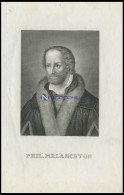 Phil. Melanchton, Stahlstich Von B.I. Um 1840 - Litografia