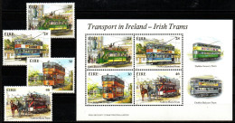 Irland Eire 1987 - Mi.Nr. 615 - 618 + Block 6- Postfrisch MNH - Straßenbahnen Trams - Strassenbahnen