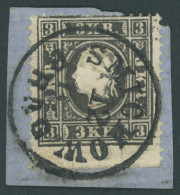 ÖSTERREICH BIS 1867 11II BrfStk, 1859, 3 Kr. Schwarz, Type II, K1 SMICHOW PRAG, Feinst, Gepr. Dr. Ferchenbauer - Autres & Non Classés