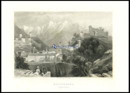 BELLINZONA, Teilansicht, Stahlstich Von Bartlett/Smith, 1836 - Lithografieën
