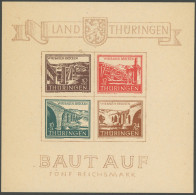 THÜRINGEN Bl. 4a **, 1946, Brückenblock, Type III, Postfrisch, Pracht, Mi. 450.- - Autres & Non Classés