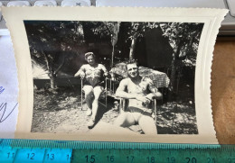 REAL PHOTO - PIN UP PLAGE, CAMPING  HOMME TORSE NU - Pin-ups