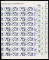 BULGARIEN 3881-84,3885 O, 1991, Haustiere, Je Im Bogen (100) Mit Zentrischen Stempeln, 2x Gefaltet, Pracht, Mi. 450.- - Altri & Non Classificati