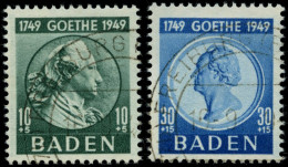 BADEN 47,49 O, 1949, 10 Und 30 Pf. Goethe, 2 Prachtwerte, Gepr. Schlegel, Mi. 85.- - Bade