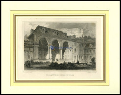 PRAG: Wallensteins Halle, Stahlstich Von Lange/Poppel, 1840 - Litografía
