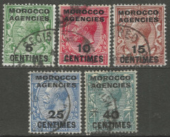 Morocco Agencies (French Currency). 1917-24 KGV, 5 Used Values To 40c. Simple Cypher W/M. SG 192etc. M5083 - Bureaux Au Maroc / Tanger (...-1958)