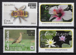 Cook  2022, WWF, Bee, Orchid, Flower, OVERPRINTED, 4val - Aves Gruiformes (Grullas)