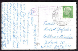 BRONNES über BAYRISCH EISENSTEIN 1957 LANDPOSTSTEMPEL Blau 10Pf-Heuß I A.AK Arber Wagnerkopf > M-Lochham - Storia Postale