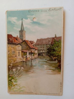 D202809      AK  CPA Gruss Aus  ERFURT Litho - Blick V. Dämmchen Auf D. Krämerbrücke        Ca 1900 - Erfurt