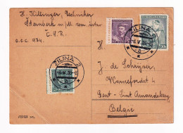 Czechoslovakia 1936 Tchécoslovaquie Zilina Gent Belgique Žilina Slovakia Československo - Cartas & Documentos