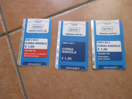 ITALIA Italy NAPOLI N.3 Biglietti USATI Nuove Tariffe Used Tickets - Europa