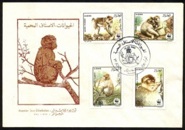 FDC/Année 1988-N°928/931 Neufs**MNH :  Faune Protégée - Le Magot / Monkeys : The Magot - WWWF - Algerije (1962-...)