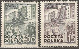POLAND 1951 6 YEAR PLAN FOR BUILDING NEW HOUSING NHM - Builders Blocks Of Flats - Unused Stamps