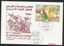 FDC/Année 1999-N°1215/1216 : 45ème Anniversaire De La Révolution     (2g) - Algerien (1962-...)