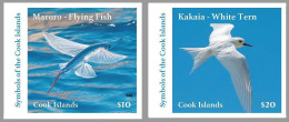 Cook 2023, Flying Fish, Tern, 2val IMPERFORATED - Albatro & Uccelli Marini