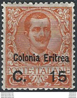 1905 Eritrea VE III 15c. Su 20c. Arancio MNH Sassone N. 30 - Autres & Non Classés