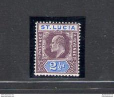 1904-10 St. Lucia - Stanley Gibbons N. 68 - 2 1/2d. Dull Purple And Ultramarine - MNH** - Sonstige & Ohne Zuordnung
