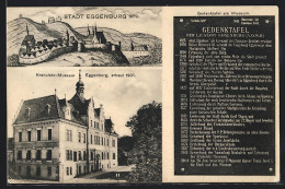 AK Eggenburg, Gedenktafel Mit Historischen Daten, Krahuletz-Museum, Ortsansicht Im Jahr 1672  - Andere & Zonder Classificatie