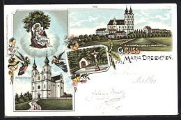 Lithographie Maria Dreiechen, Wallfahrtskirche, Heiligendarstellung Mit Den Drei Eichen  - Autres & Non Classés