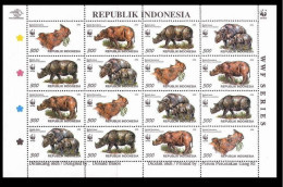 Indonesia 1996**  WWF Neushoorns, Sheet Of 16 Stamps ZBL1723/26V  MNH ** Postfris - Indonesië