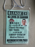 BASKETBALL B. LEAGUE , B3 2019-20 SEASON, TOKYO, Accreditation  - Bekleidung, Souvenirs Und Sonstige