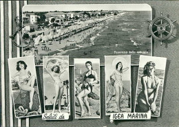 IGEA MARINA ( RIMINI ) SALUTI / VEDUTINE / PIN UP - EDIZ. ROTALFOTO - 1950s  (20712) - Rimini