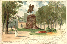 Karlsruhe - Kaiser Wilhelm Denkmal - Litho - Karlsruhe