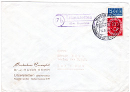 BRD 1954, Landpost Stpl. 17b LITZELSTETTEN über Konstanz Auf Brief M. 20 Pf.  - Sammlungen